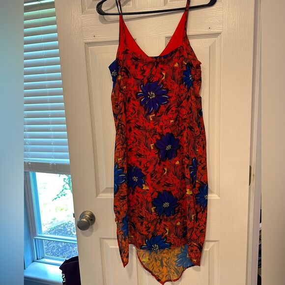 Zara Orange Floral Sheer Lined Asymmetrical Sundress Women's Size S - Picture 4 of 8